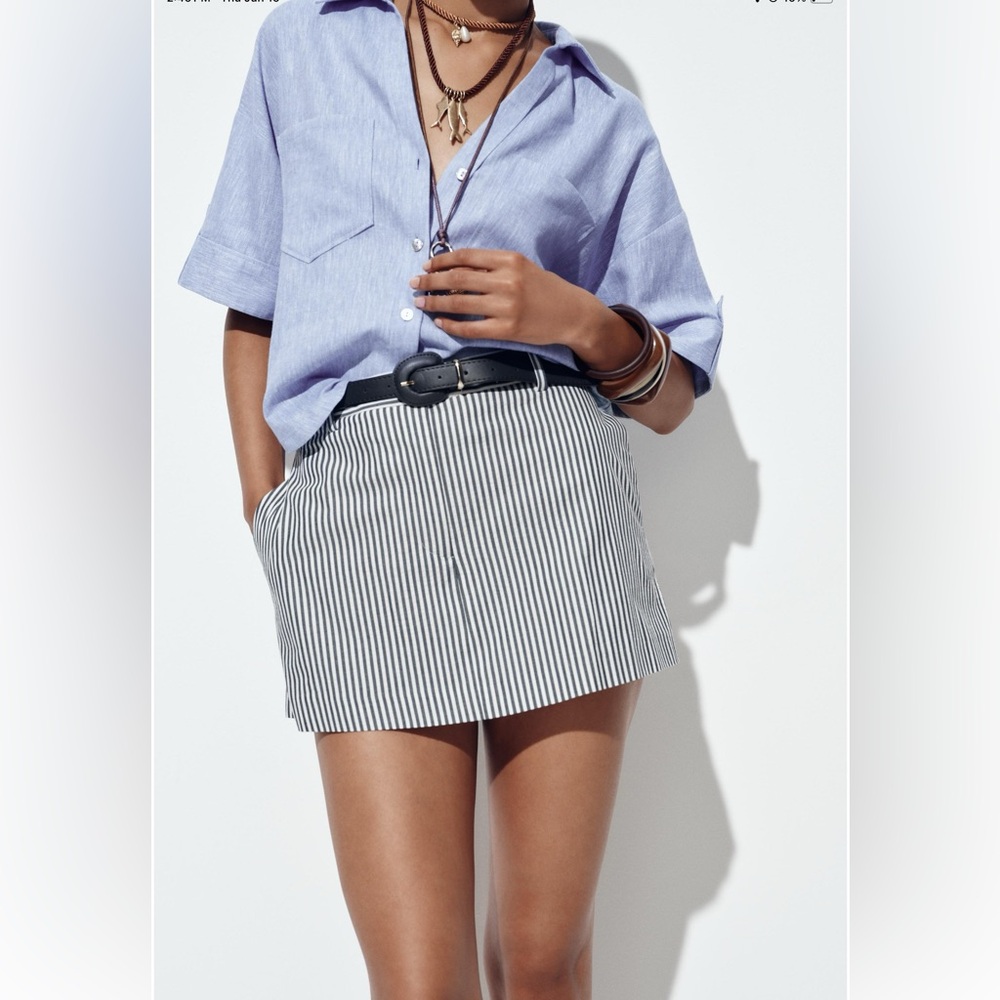 Zara BELTED STRIPED SKORT